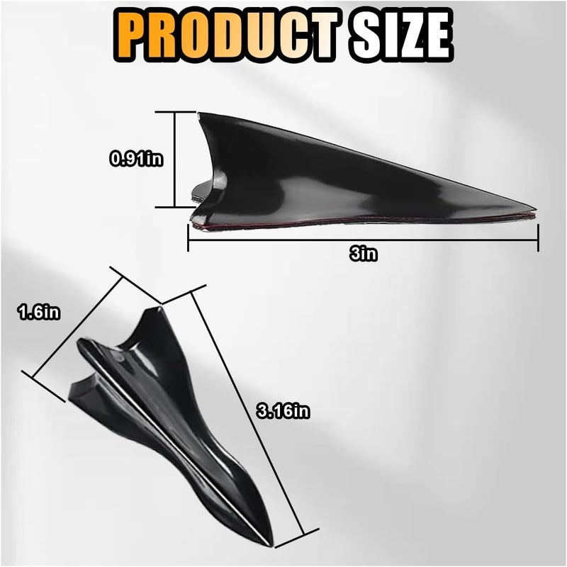 GLSOWEE 10PCS Car Diffuser Shark Fin Kit, Auto Air Vortex Generator Decoration Self-Adhesive Compatible with Spoiler Roof Wing Pointed, Bumper Exterior Accessories for SUV, Car (Black) - Image 2